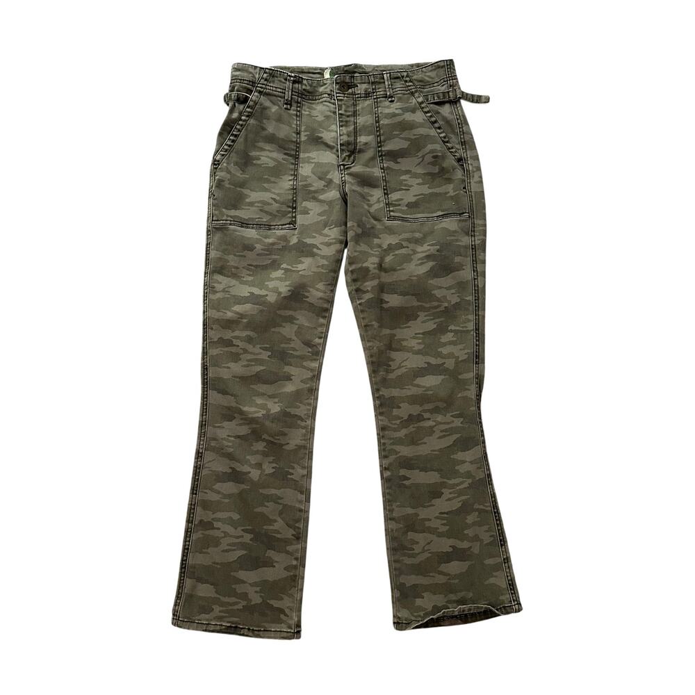 Anthropologie green camo denim straight leg pants size 28